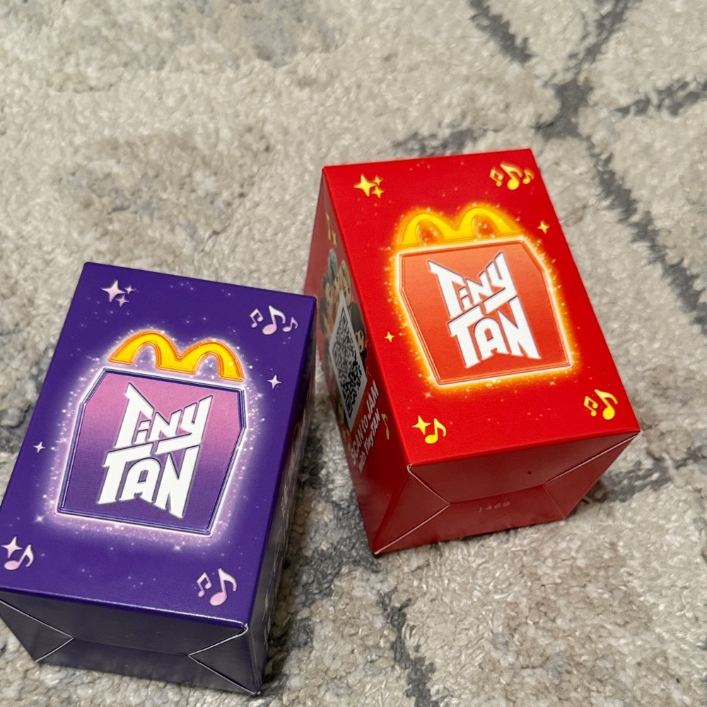 Tiny Tan Red and Purple Gift Boxes